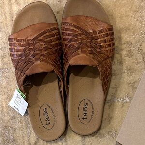 Taos Footwear Tan Woven Leather Sandals